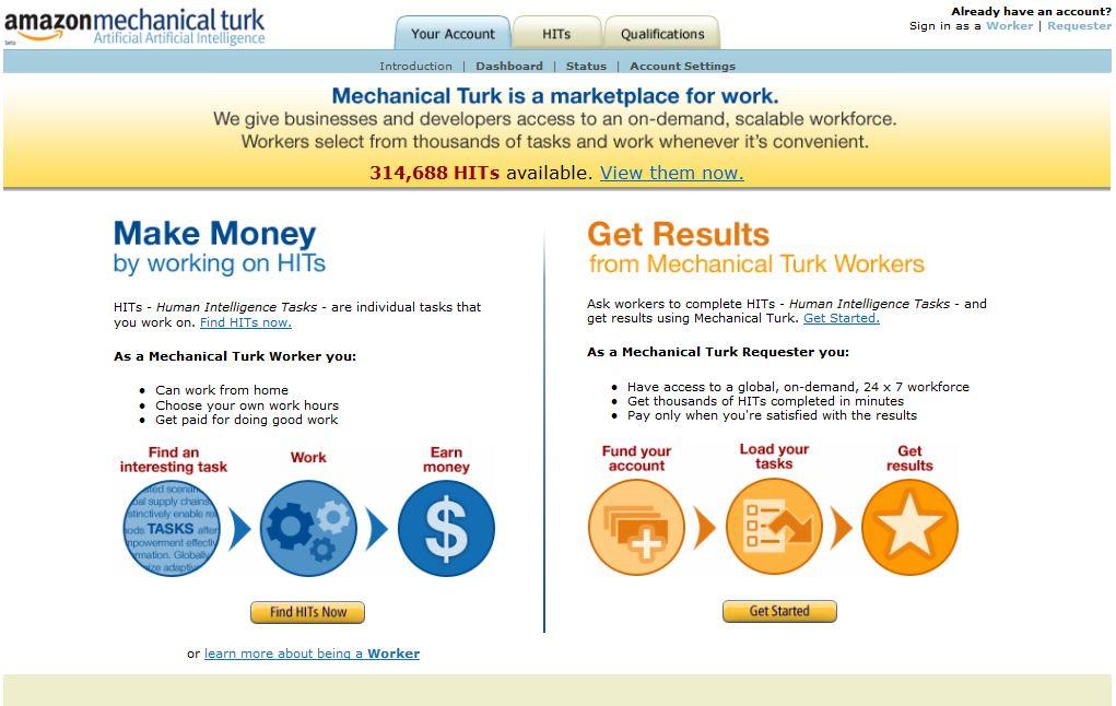 Amazon Mechanical Turk website This tutorial will allow you to understand how to use Amazon s Mechanical Turk to administer a Qualtrics survey to people within the US.