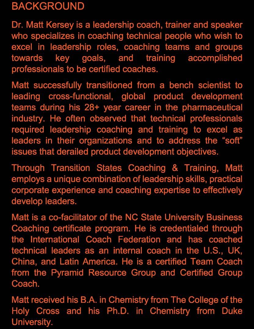 MATT KERSEY Leadership Coach Transition States Coaching & Training Dr.