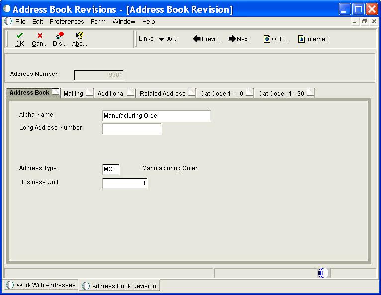 Setup: Address Book An address book record will need to be set up for a dummy supplier.