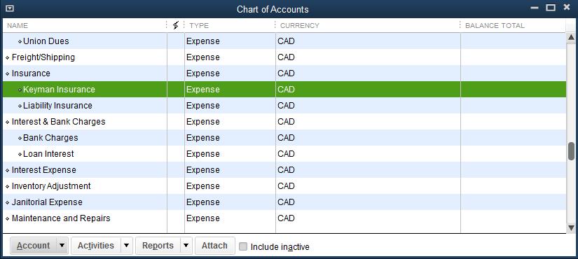Adding a Subaccount QuickBooks displays the new subaccount in the Chart of