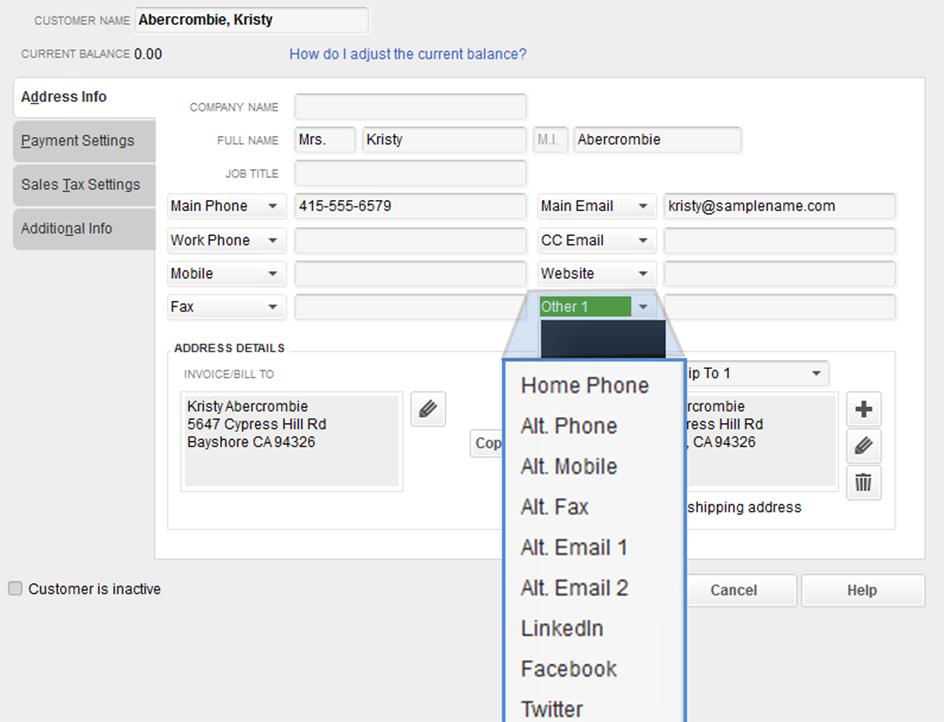 Custom Contact Fields Custom Contact Fields The Customer and Vendor includes include eight