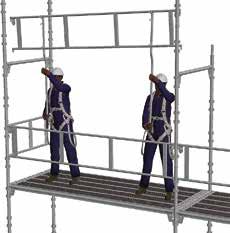 Methods of erection when guardrail frame is fitted in advance SAFE SCAFFOLDING Use HAKI s advanced guardrail tool (or the aid of other guardrail fitting devices) to fit