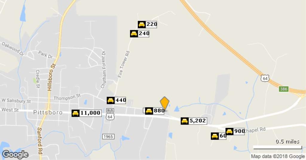 Traffic Count Report Building Type: General Retail Secondary: Auto Dealership GLA: 27,200 SF Year Built: : 1999 1245 Thompson St, Pittsboro, NC 27542 Count Avg Daily Volume Miles from Street Cross