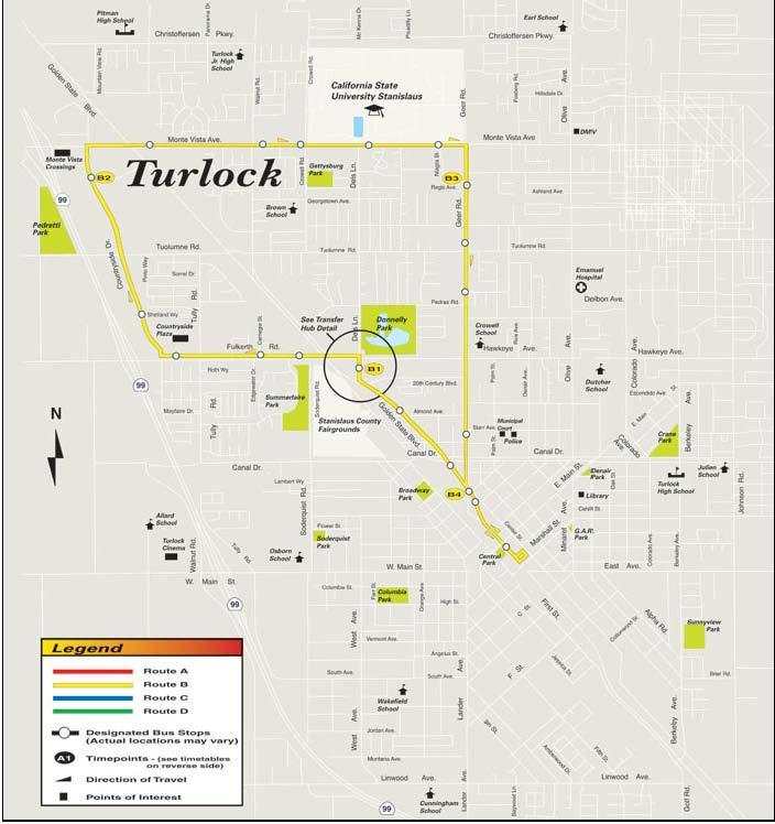 Public Transportation The city of Turlock is served by three (3) public transit carriers; BLAST operated by the City of Turlock, THEBUS operated by a Merced County Joint Powers Authority, and the
