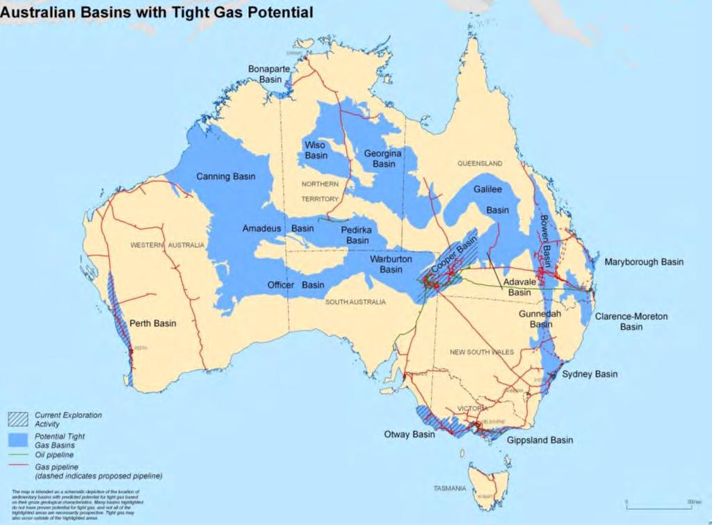 5 BBO in 6 basins (avg 4% RF), EIA 2013 In South Australia - prospects targeted in the onshore Otway and Arckaringa basins Australia: Tight gas - technically recoverable potential: Still to be