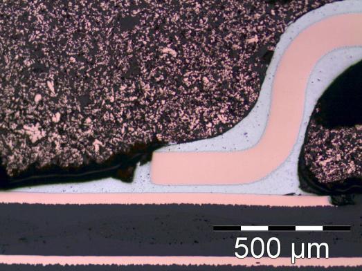 Figure 16 - Cross section of an LF-component soldered using LF-paste after accelerated thermal aging: