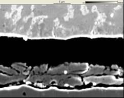 a (red dot) c (white dot) Figure 8 - (a) Secondary electron image of a fracture of a SnP-BGA soldered with LF-paste; () and (c) EDX signal of the areas at the top side of the fracture on the pad side