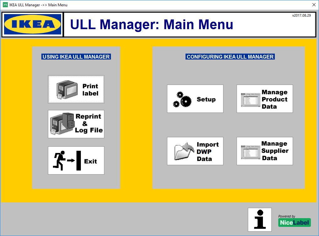Figure 5: IKEA ULL Manager 2017 Main Menu Configuration Form (Setup) The IKEA ULL labels encode the information about the Supplier ID code and SSCC number.