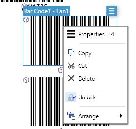 Barcode object design To design the barcode object do the following: 1. Select the bar code object. 2.