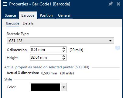 4. To modify the bar code type, select the option BarCode from the context menu. 4.