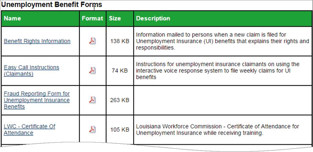 Unemployment Benefit Forms Use Unemployment Benefit Forms to download a specific unemployment form to your computer.