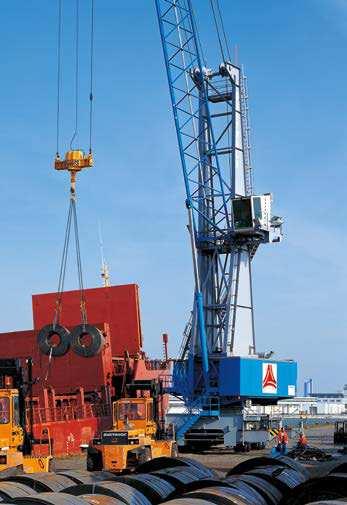 In large-scale general cargo and multipurpose terminals, these machines handle such goods as: n steel coils, metal