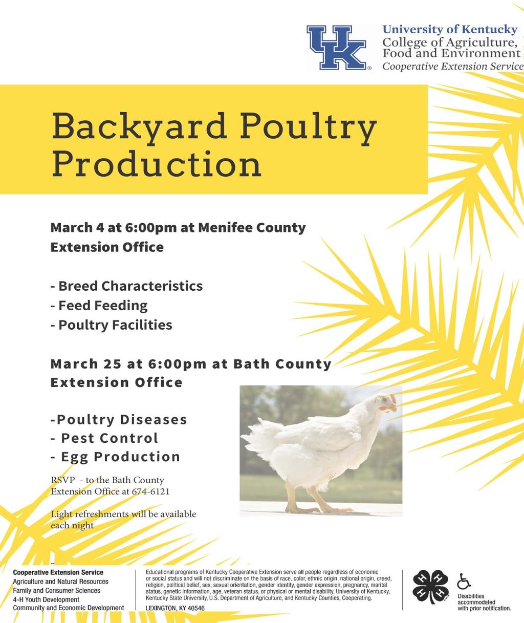Bath, Menifee and Montgomery County Extension Offices will be hosting a Backyard