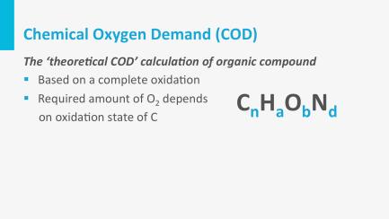 The oxygen requirement for this pure chemical oxidation, can also be calculated. For this, the exact composition of the compound and thus the average carbon oxidation state must be known.