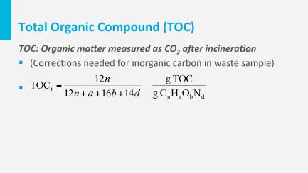 In this test, all carbon is incinerated after which it is measured as CO 2. Test results must be corrected for inorganic carbon already present in the water sample.