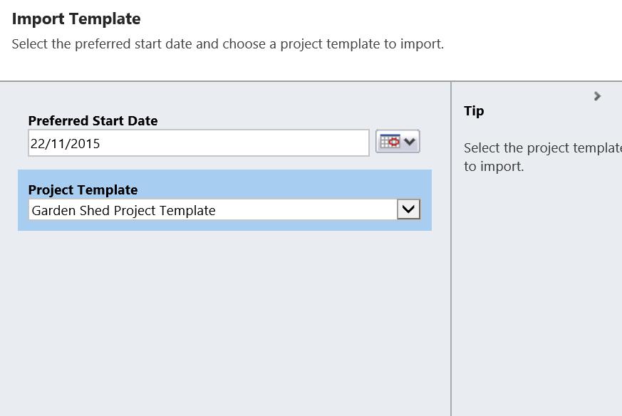 Importing a project template Once you have some templates created you can import them to new and existing Projects.