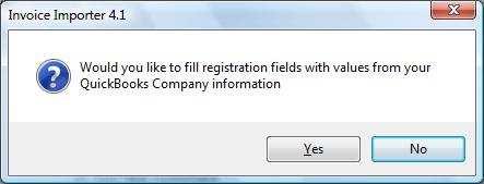 Click the Yes button to have registration fields filled in automatically with company information