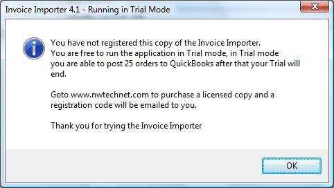 registration of the Invoice Importer with QuickBooks or to start your trial. 3.