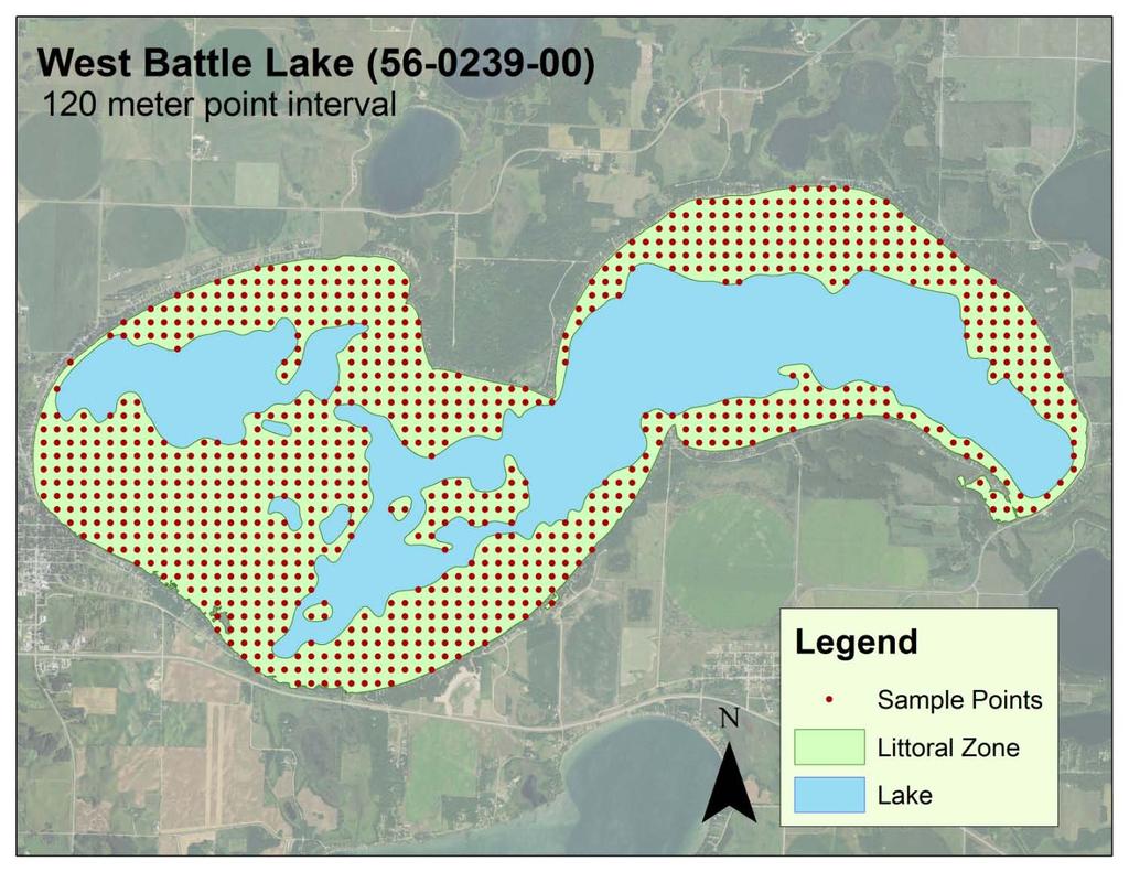 Section 6: Maps of Survey Area The maps below represent point coverage for the littoral area of West Battle Lake (56-0239-00).