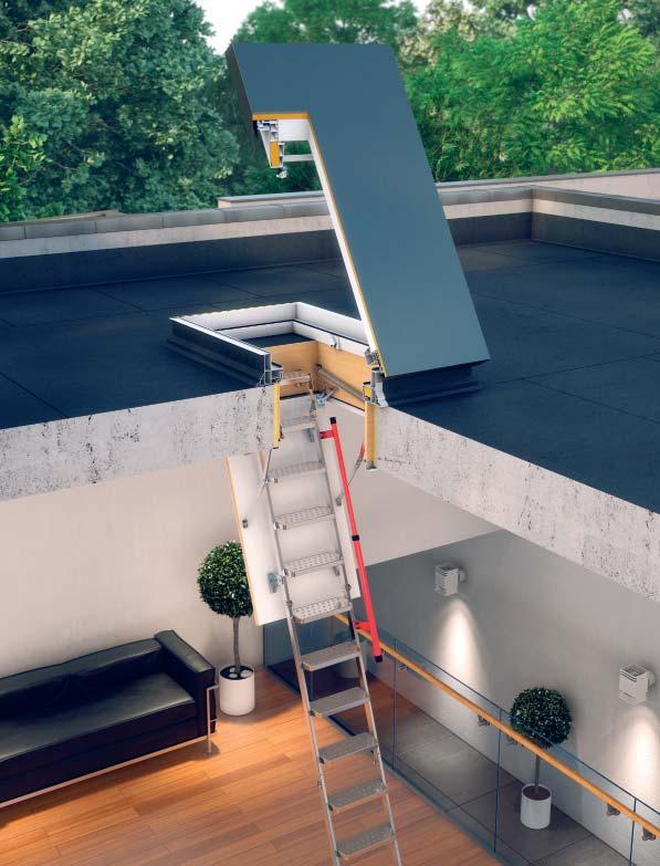FLAT ROOF ACCESS DOOR DRL FEATURES: The DRL roof access door is an innovative product providing safe and comfortable access to the flat roof.