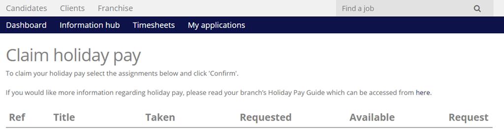 You can click request, then click Confirm at the bottom of the page. STEP THREE You have successfully claimed your holiday pay.