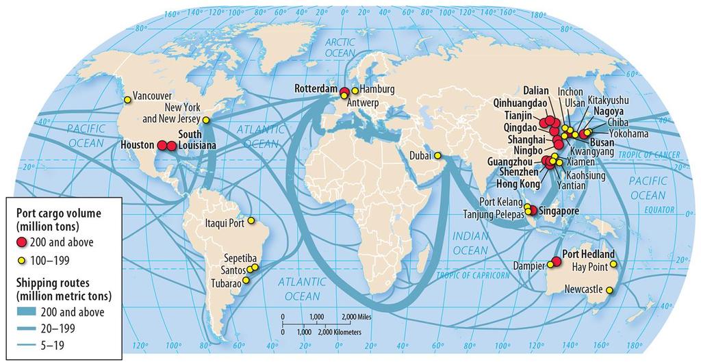 2.4 World Shipping Routes Figure 11-22: Shipping occurs