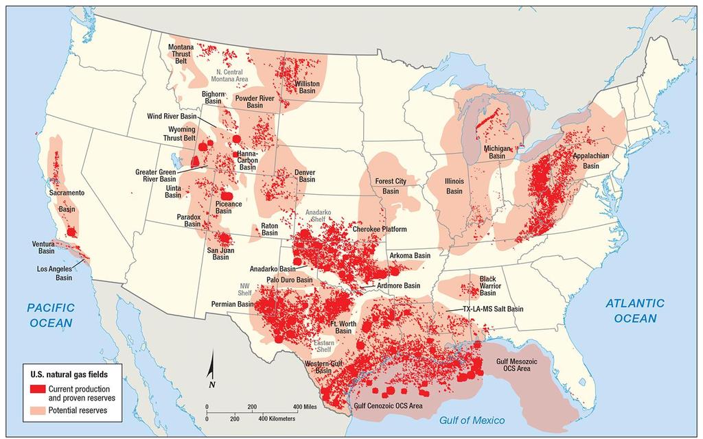 3.3 Natural Gas Fields in the United States Figure 11-42: Natural gas
