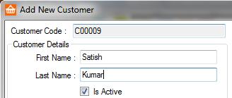 Add customer s First name and Last Name. Is Active check box is checked by default.