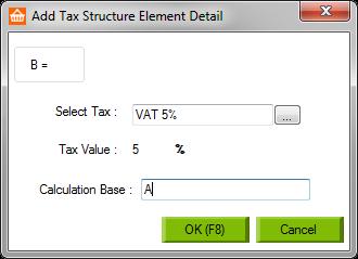 Click on Add Tax Structure Element to select the tax to be added.