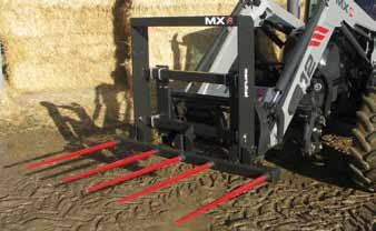 floating tines featuring an adjustable spacing, the MANUBAL L500 safely spikes or paletizes bales of all sizes, even the biggest