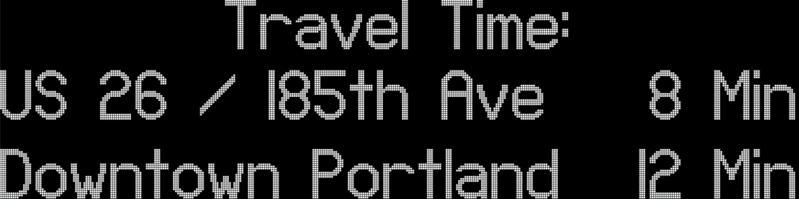 Figure 2. Example Freeway Travel Time Message ODOT currently uses a midpoint algorithm for travel time estimations on freeways.