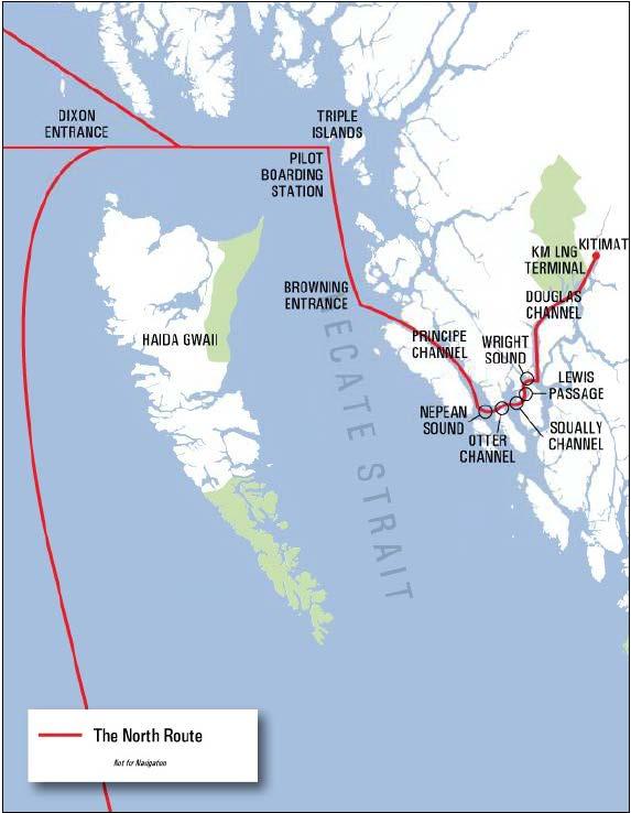 THE KITIMAT LNG PROJECT 24 of 104 Figure 1 The North Route: 17 17 Kitimat LNG TERMPOL Submission Element 3.5 & 3.12.