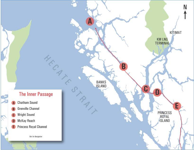 THE KITIMAT LNG PROJECT 41 of 104 Inner Passage traffic The Inner Passage is the most common route for marine traffic transiting north-south along the British Columbia coastline.
