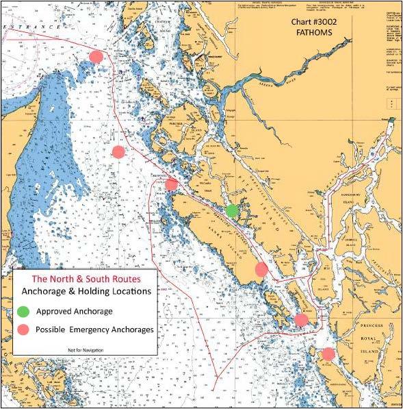 THE KITIMAT LNG PROJECT 52 of 104 Figure 9 Designated and Potential Anchorages Identified Along the Project Route The proponent also notes of the anchorage area in Kitimat Harbour close to the