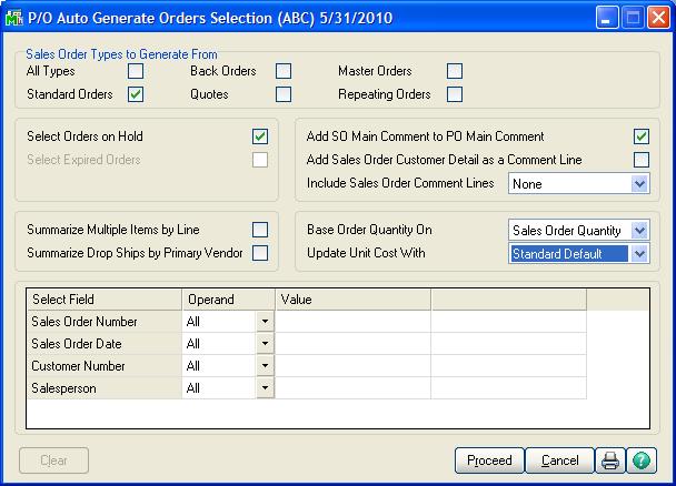 The Sales Order Main Comment will flow directly through to the Purchase Order Main Comment without re keying.