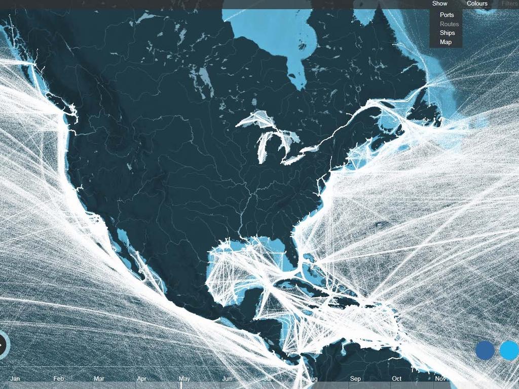 SHIPS ARE MAJOR SOURCE OF AIR POLLUTANTS NORTH AMERICAN SHIPPING ROUTES IN 2012 TRAFFIC IS