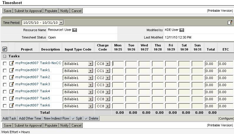 Select different Charge Codes than what is shown when the timesheet is initially populated. 14.