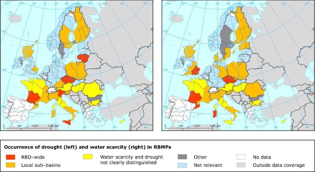 Occurrence of droughts and water scarcity in RBMPs Note: 'Other' also includes the cases