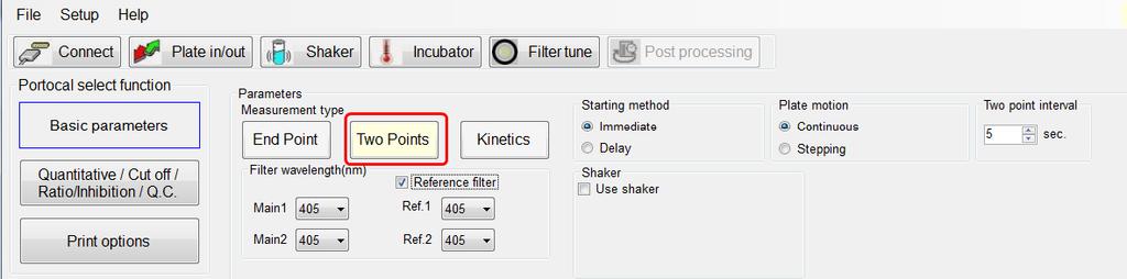 Filter wavelength: Users need to select the main filter wavelength for the