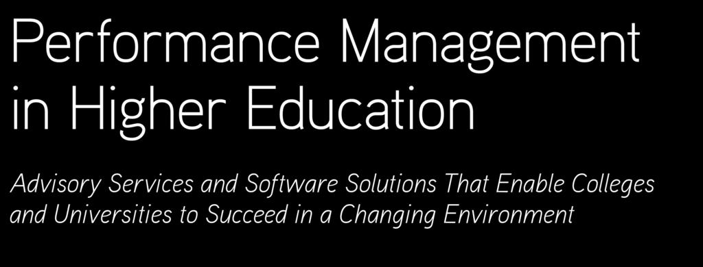 Performance Management in Higher Education Advisory Services and Software