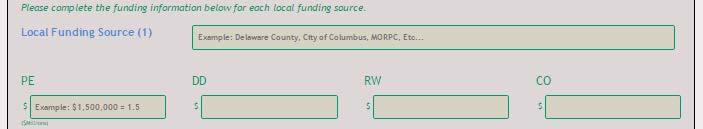 and Ohio Turnpike and Infrastructure Commission (OTIC) NOTE Earmark funds are not considered local funding since these funds are taken from ODOT federal funding allocation.