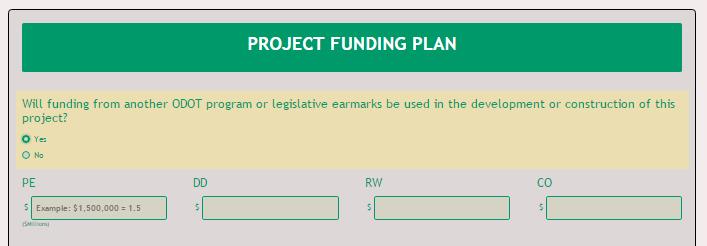 Enter the name of the funding source (e.g. City, County, etc ) and Enter the amount of funding committed to each phase by the funding source.