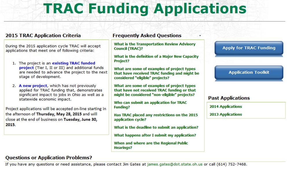 2016 TRAC Funding Application Getting Started 1.