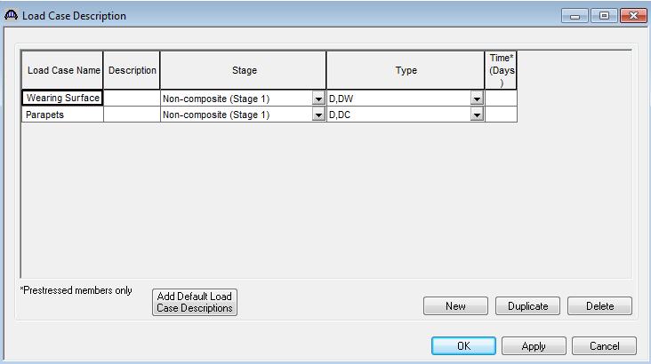 The partially expanded Bridge Workspace tree is shown below: Click Load Case Description to define the