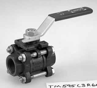 Carbon Steel Ball Valves Three-Piece Body Full Port Cast ISO Mounting Pad Blowout-Proof Stem 316 SS Trim Vented Ball 1000 PSI/69 Bar Non-Shock Cold Working Pressure u CONFORMS TO MSS SP-110 1.