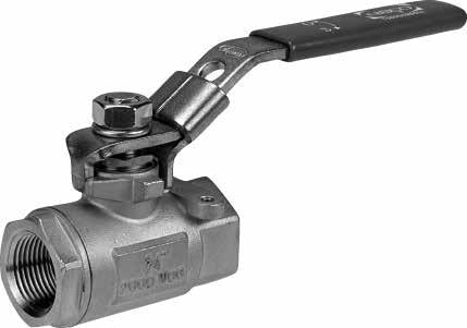 Stainless Steel Ball Valves Two-Piece Body Conventional Port Blowout-Proof Stem 316 SS Trim Cast Mounting Pad Vented Ball 2000 PSI/138 Bar Non-Shock Cold Working Pressure u CONFORMS TO MSS SP-110 1.