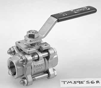 Stainless Steel Ball Valves Three-Piece Body Full Port Cast ISO Mounting Pad Blowout-Proof Stem 316 SS Trim Vented Ball 1000 PSI/69 Bar Non-Shock Cold Working Pressure u CONFORMS TO MSS SP-110 1.