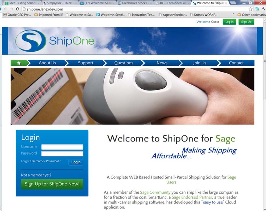 Sage Shipping by SmartLinc Connected Services Multi-Carrier solution UPS, FedEx, USPS US and Canada Produces carrier compliant shipping label Updates all