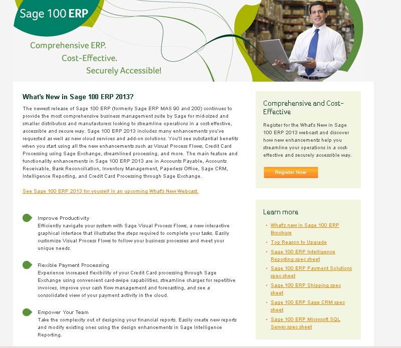 Learn more about Sage 100 ERP 2013 Visit the Sage 100 ERP 2013 launch microsite: www.sage100erp.