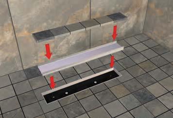 At this Step 6 The linear drain is supplied with 2 No. square black plastic height adjustment nuts.